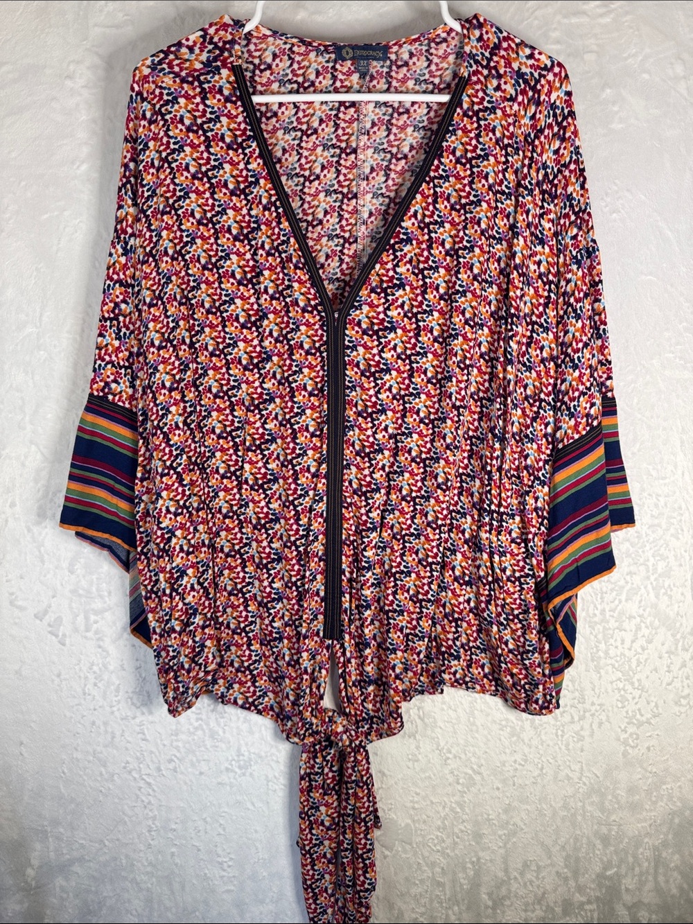 Democracy 3x Tie Front Tunic with Bell Sleeves